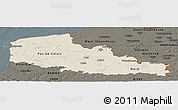 Shaded Relief Panoramic Map of Nord-Pas-de-Calais, darken