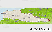 Shaded Relief Panoramic Map of Nord-Pas-de-Calais, physical outside