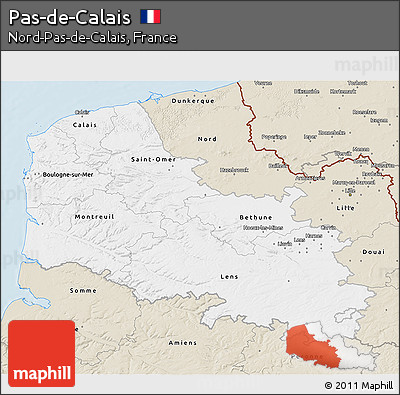 Classic Style 3D Map of Pas-de-Calais