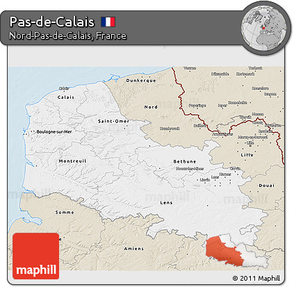 Classic Style 3D Map of Pas-de-Calais