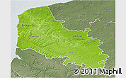 Physical 3D Map of Pas-de-Calais, semi-desaturated