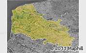 Satellite 3D Map of Pas-de-Calais, desaturated