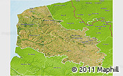Satellite 3D Map of Pas-de-Calais, physical outside