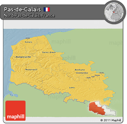 Savanna Style 3D Map of Pas-de-Calais, single color outside