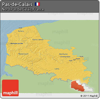 Savanna Style 3D Map of Pas-de-Calais, single color outside