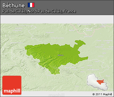 Physical 3D Map of Béthune, lighten