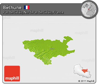 Physical 3D Map of Béthune, single color outside