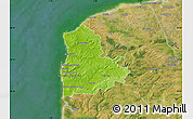 Physical Map of Boulogne-sur-Mer, satellite outside