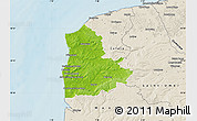 Physical Map of Boulogne-sur-Mer, shaded relief outside