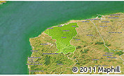 Physical 3D Map of Calais, satellite outside