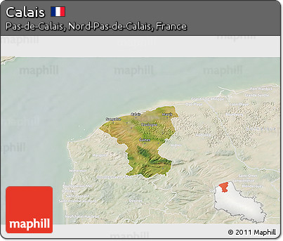 Satellite 3D Map of Calais, lighten