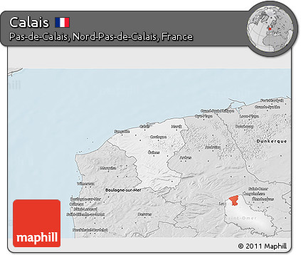 Silver Style 3D Map of Calais