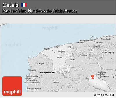 Silver Style 3D Map of Calais