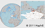 Gray Location Map of Calais, highlighted country, highlighted parent region, hill shading