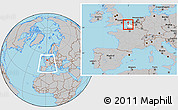 Gray Location Map of Calais, highlighted grandparent region, within the entire country