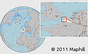 Gray Location Map of Calais, highlighted grandparent region, hill shading