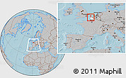 Gray Location Map of Calais, highlighted parent region, within the entire country, hill shading