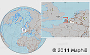 Gray Location Map of Calais, highlighted parent region, highlighted grandparent region, hill shading