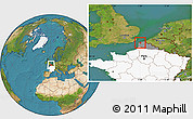 Satellite Location Map of Calais, highlighted country, highlighted grandparent region