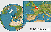 Satellite Location Map of Calais, highlighted grandparent region, within the entire country