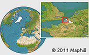 Satellite Location Map of Calais, highlighted parent region, highlighted grandparent region