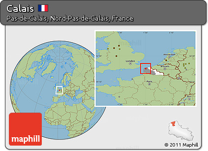 Savanna Style Location Map of Calais, highlighted parent region, highlighted grandparent region