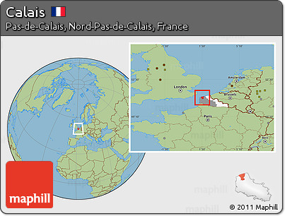 Savanna Style Location Map of Calais, highlighted parent region, highlighted grandparent region