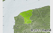 Physical Map of Calais, semi-desaturated