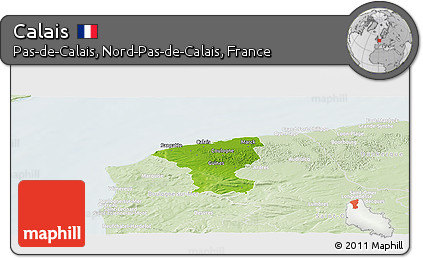 Physical Panoramic Map of Calais, lighten