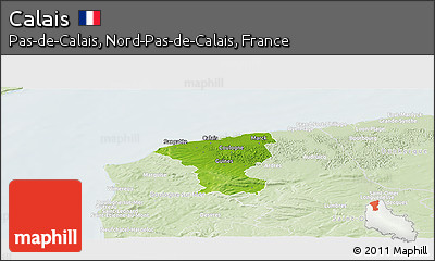 Physical Panoramic Map of Calais, lighten