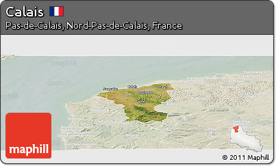Satellite Panoramic Map of Calais, lighten
