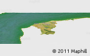 Satellite Panoramic Map of Calais, single color outside