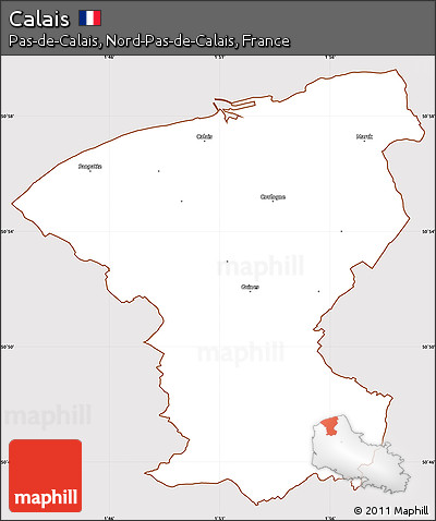 Classic Style Simple Map of Calais, cropped outside