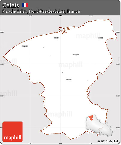 Classic Style Simple Map of Calais, cropped outside
