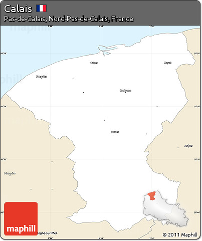 Classic Style Simple Map of Calais