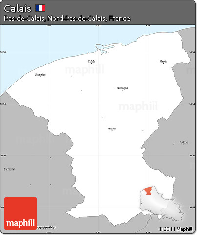Gray Simple Map of Calais