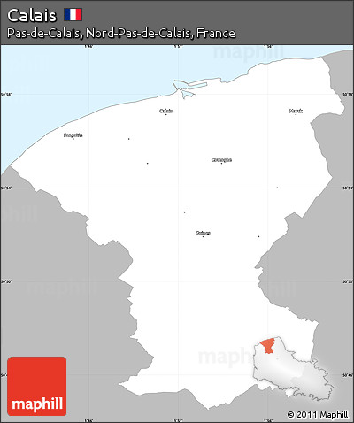 Gray Simple Map of Calais, single color outside
