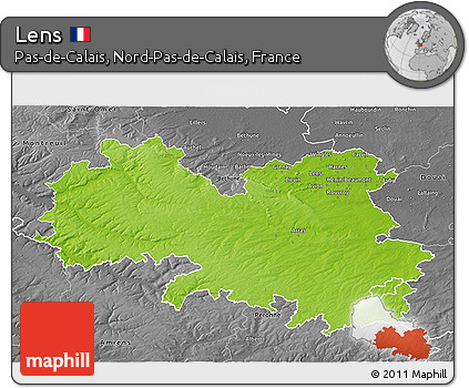 Physical 3D Map of Lens, desaturated