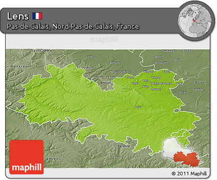 Physical 3D Map of Lens, semi-desaturated