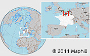 Gray Location Map of Lens, highlighted country, highlighted grandparent region, within the entire country