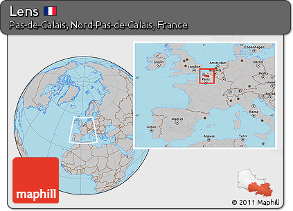 Gray Location Map of Lens, highlighted parent region, highlighted grandparent region, within the entire country