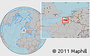 Gray Location Map of Lens, highlighted parent region, hill shading