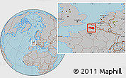 Gray Location Map of Lens, hill shading