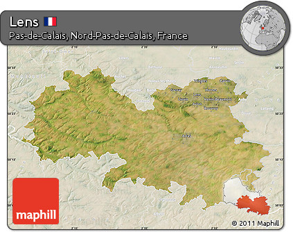 Satellite Map of Lens, lighten