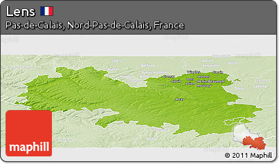 Physical Panoramic Map of Lens, lighten