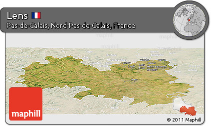 Satellite Panoramic Map of Lens, lighten