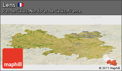 Satellite Panoramic Map of Lens, lighten
