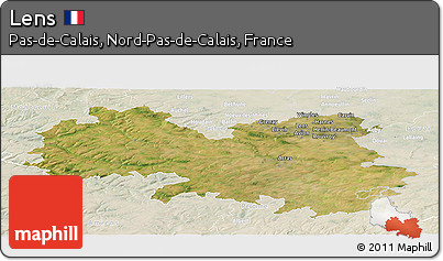 Satellite Panoramic Map of Lens, lighten