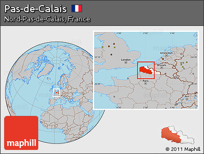 Gray Location Map of Pas-de-Calais, highlighted parent region