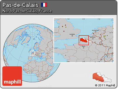 Gray Location Map of Pas-de-Calais, highlighted parent region